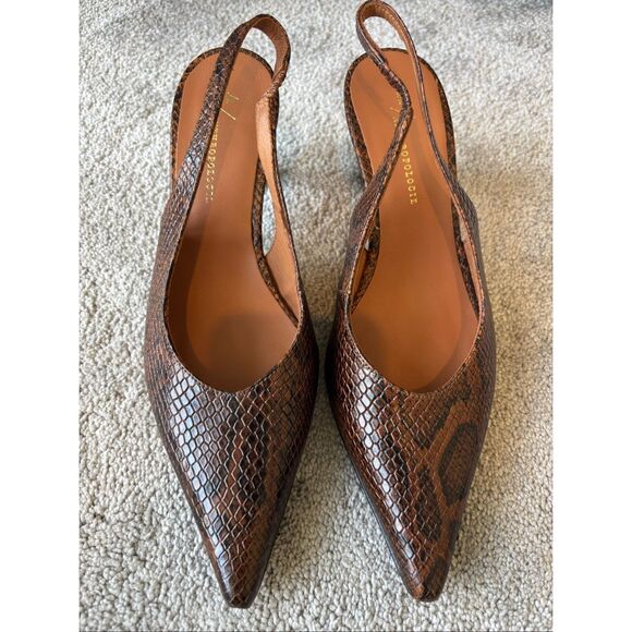 NWOB Anthropologie sling back pumps in multi snakeskin, Sz38 $169 - Picture 2 of 8